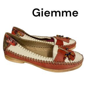 Anthropologie Giemme Leather Slip-on Moccasin Loafers 37